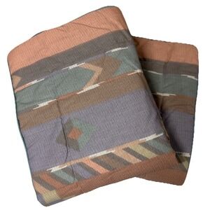 VTG 2 Collier Zuni Multi Southwest Quilted King Pillow Shams & Queen Flat Sheet